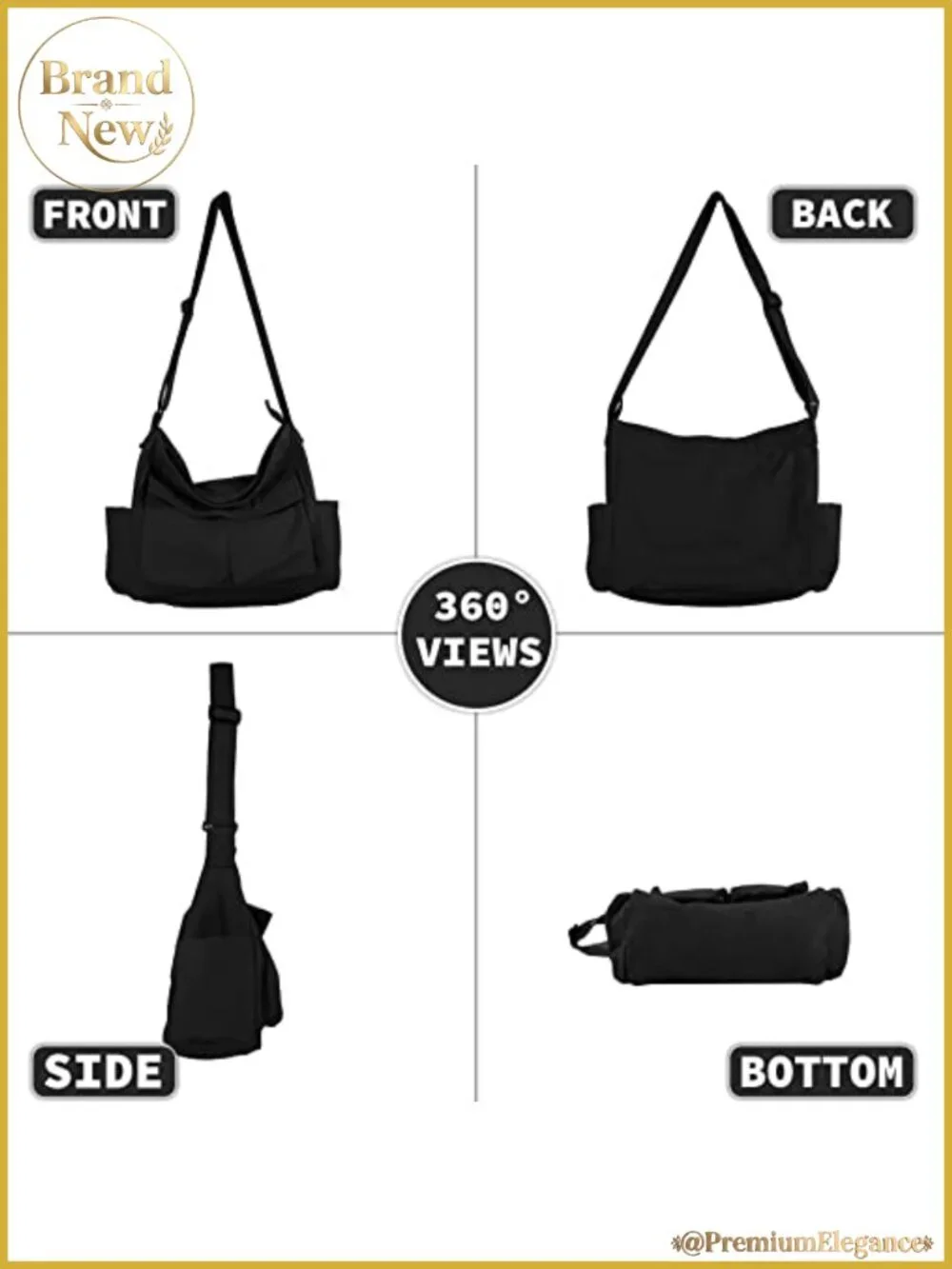 Canvas Messenger Bag Large Hobo Crossbody Tote with Multiple Pockets Shoulder